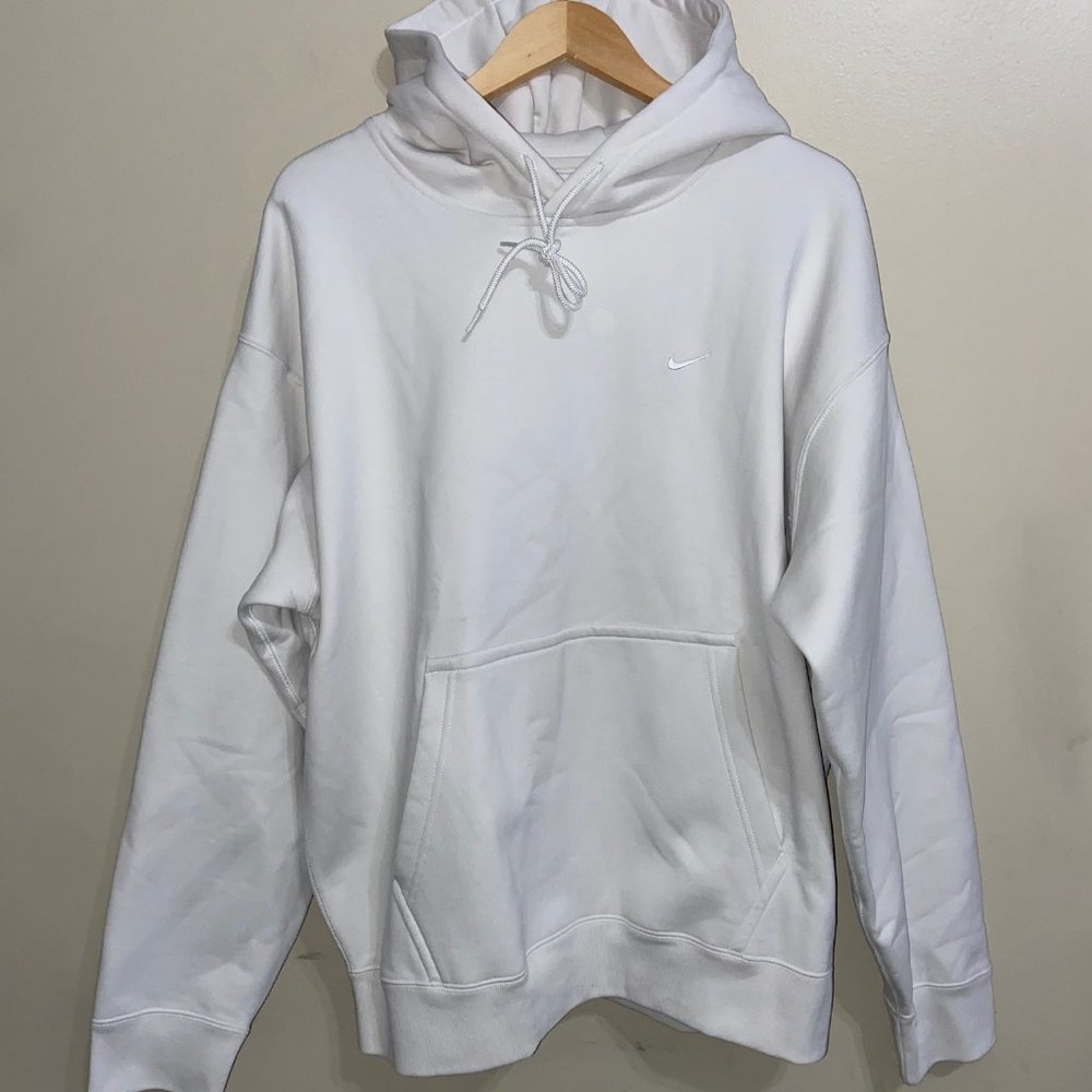 Nike NRG Solo Swoosh Fleece Hoodie Phantom White Heavyweight Men CV0552-030